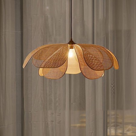 Lámpara colgante de pétalos de ratán, estilo Wabi Sabi, lámpara de techo de ratán tejida a mano Lámpara colgante de pétalos de ratán, estilo Wabi Sabi, lámpara de techo de ratán tejida a mano