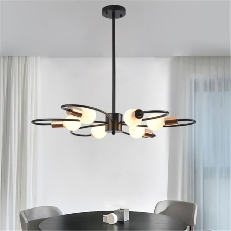 Lámpara de araña rústica de 6 luces con pétalos clásicos para techo Lámpara de araña rústica de 6 luces con pétalos clásicos para techo