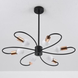 Lámpara de araña rústica de 6 luces con pétalos clásicos para techo