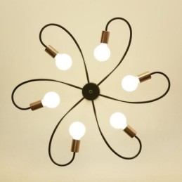 Lámpara de araña rústica de 6 luces con pétalos clásicos para techo