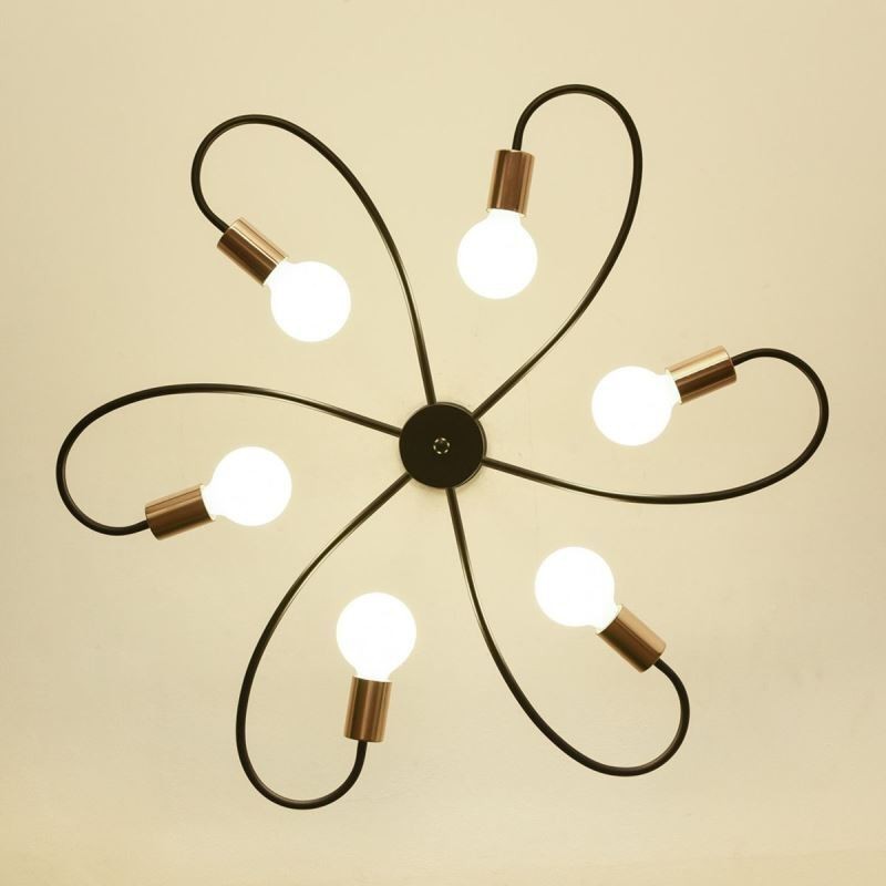 Lámpara de araña rústica de 6 luces con pétalos clásicos para techo