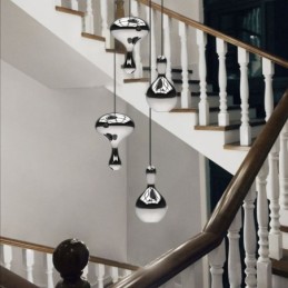 Lámpara colgante creativa moderna y sencilla de vidrio galvanizado, pequeña lámpara de techo