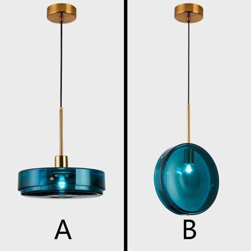Lámpara colgante de cristal con forma de pastel redonda, moderna y minimalista, de hierro forjado.