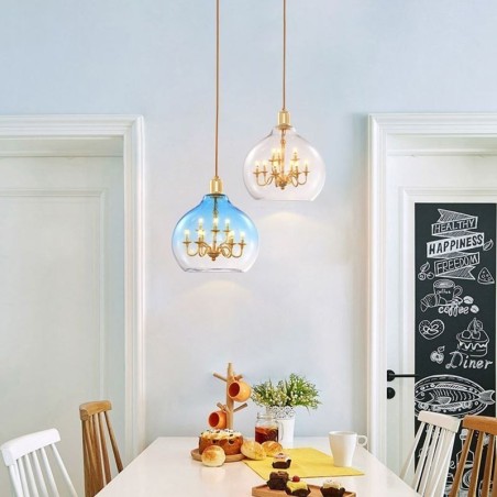 Lámpara colgante de vidrio moderna minimalista de hierro forjado, 9 luces Lámpara colgante de vidrio moderna minimalista de hierro forjado, 9 luces