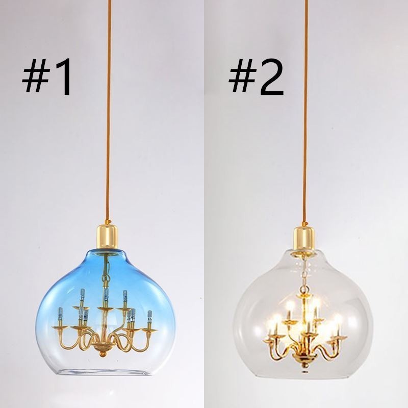Lámpara colgante de vidrio moderna minimalista de hierro forjado, 9 luces