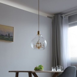 Lámpara colgante de vidrio moderna minimalista de hierro forjado, 9 luces