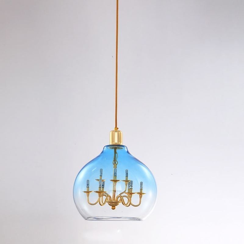 Lámpara colgante de vidrio moderna minimalista de hierro forjado, 9 luces