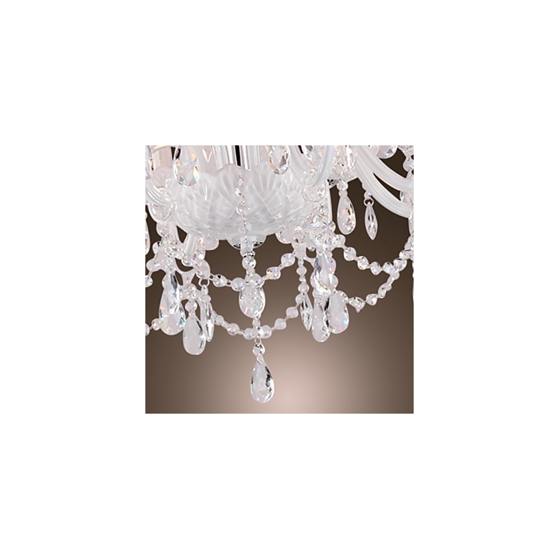 Lámpara de araña de cristal blanco de 8 luces para sala de estar moderna