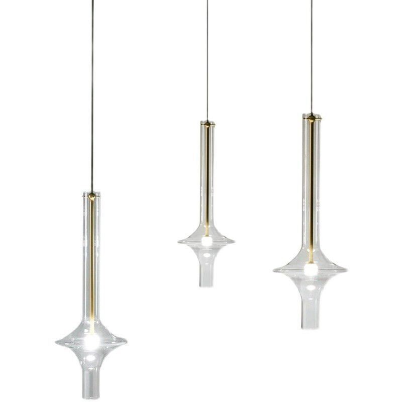 Lámpara colgante de tubo de vidrio, moderna y minimalista, de hierro forjado.