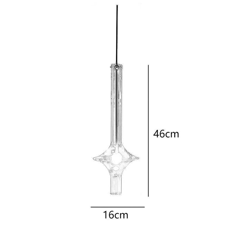 Lámpara colgante de tubo de vidrio, moderna y minimalista, de hierro forjado.