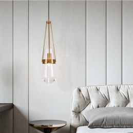 Lámpara colgante de cristal con forma de gota de agua, moderna y minimalista, de hierro forjado, pequeña lámpara de techo.