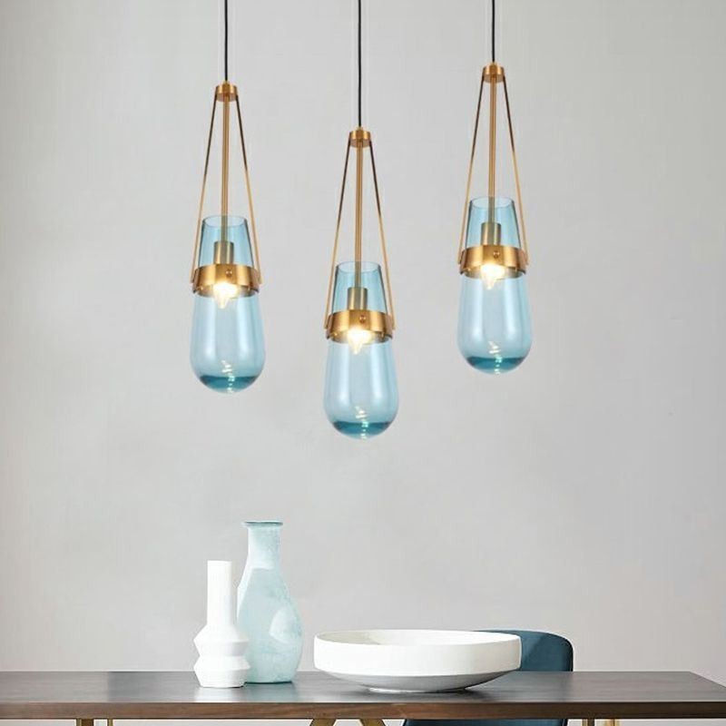 Lámpara colgante de cristal con forma de gota de agua, moderna y minimalista, de hierro forjado, pequeña lámpara de techo.