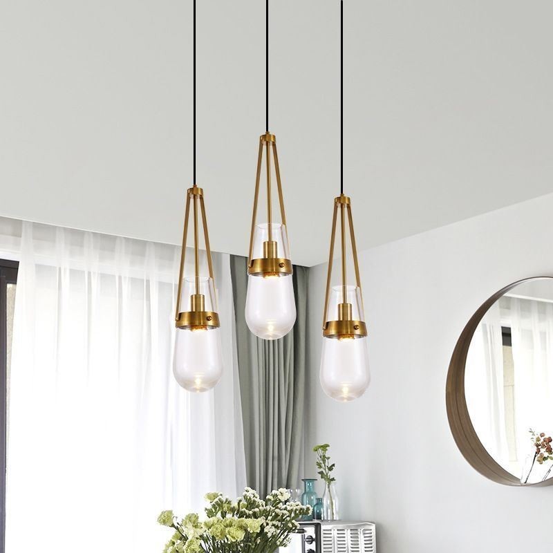 Lámpara colgante de cristal con forma de gota de agua, moderna y minimalista, de hierro forjado, pequeña lámpara de techo.