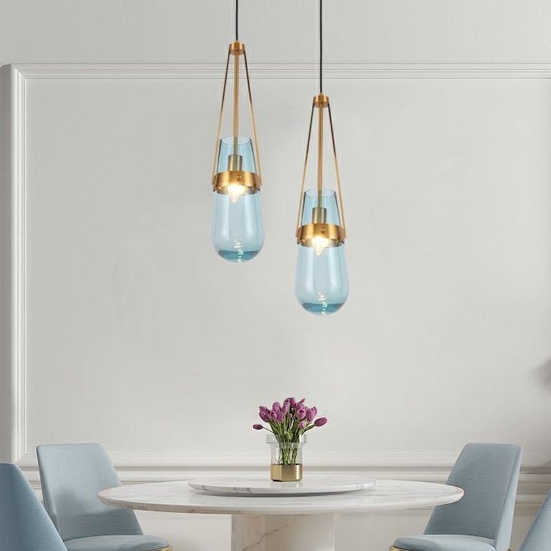 Lámpara colgante de cristal con forma de gota de agua, moderna y minimalista, de hierro forjado, pequeña lámpara de techo.