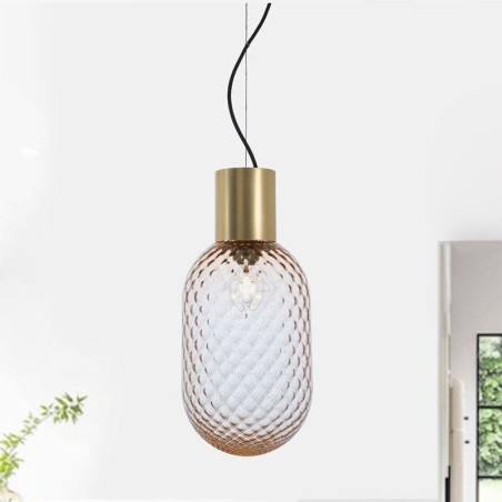 Lámpara colgante de cristal con rejilla, moderna lámpara de techo de hierro simple. Lámpara colgante de cristal con rejilla, moderna lámpara de techo de hierro simple.