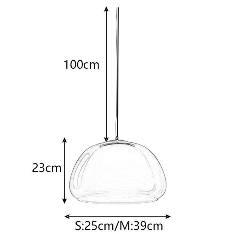 Lámpara colgante moderna y sencilla de cristal transparente con forma de pudín.