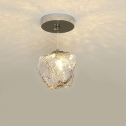Lámpara colgante de cristal, lámpara decorativa retro con pantalla en forma de cubo de hielo