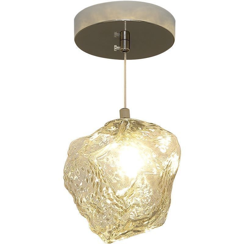 Lámpara colgante de cristal, lámpara decorativa retro con pantalla en forma de cubo de hielo