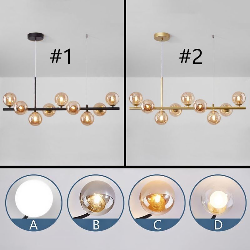 Lámpara colgante moderna y sencilla con diseño de frijoles mágicos, de hierro forjado molecular y cristal.