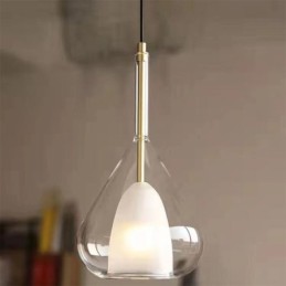 Lámpara colgante moderna minimalista con doble cristal para techo