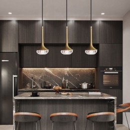 Lámpara colgante de vidrio moderna Lámpara de techo de vidrio de hierro forjado