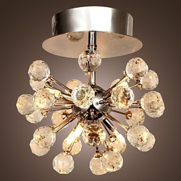 Lámpara de araña moderna contemporánea de cristal estilo mini de metal cromado con montaje empotrado