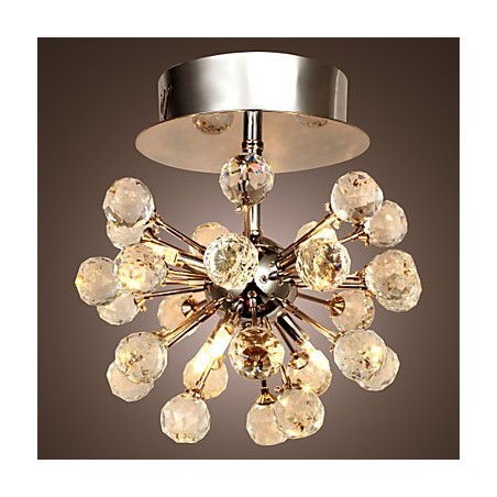Lámpara de araña moderna contemporánea de cristal estilo mini de metal cromado con montaje empotrado Lámpara de araña moderna contemporánea de cristal estilo mini de metal cromado con montaje empotrado