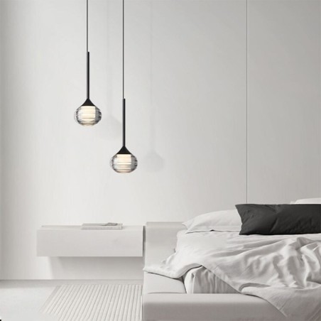 Lámpara colgante de cristal simple, luces de techo decorativas negras Lámpara colgante de cristal simple, luces de techo decorativas negras