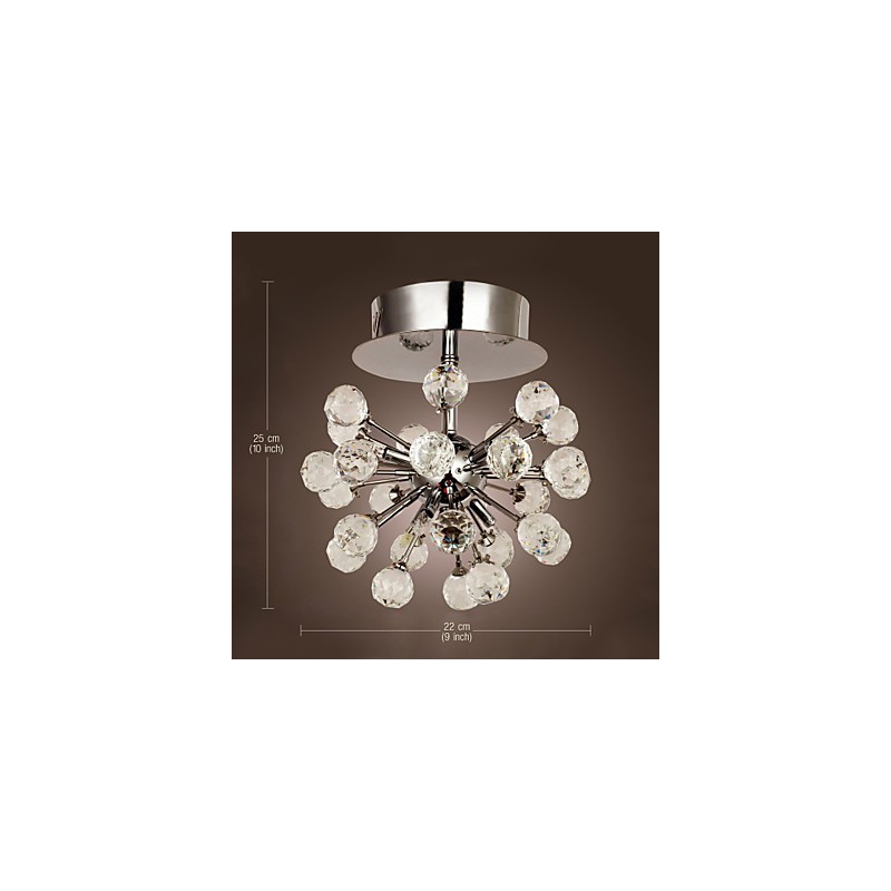Lámpara de araña moderna contemporánea de cristal estilo mini de metal cromado con montaje empotrado