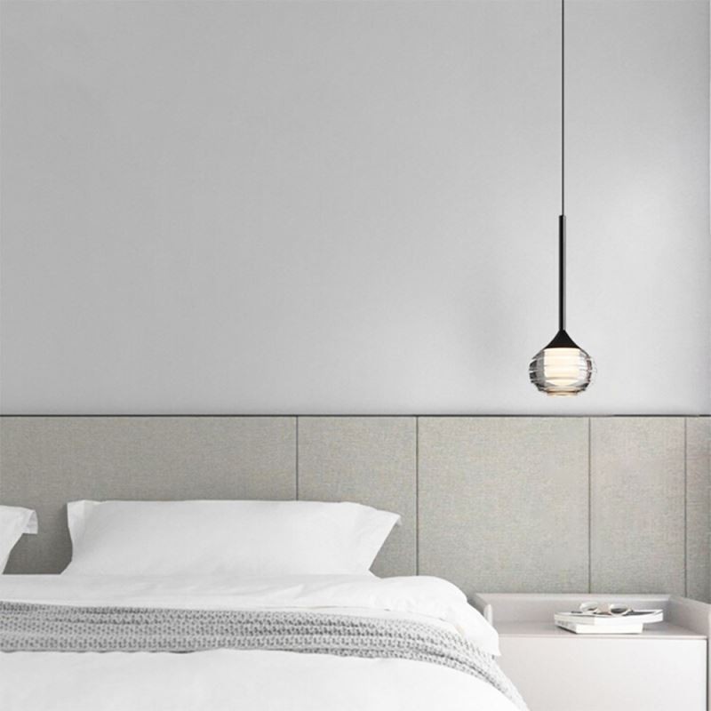 Lámpara colgante de cristal simple, luces de techo decorativas negras