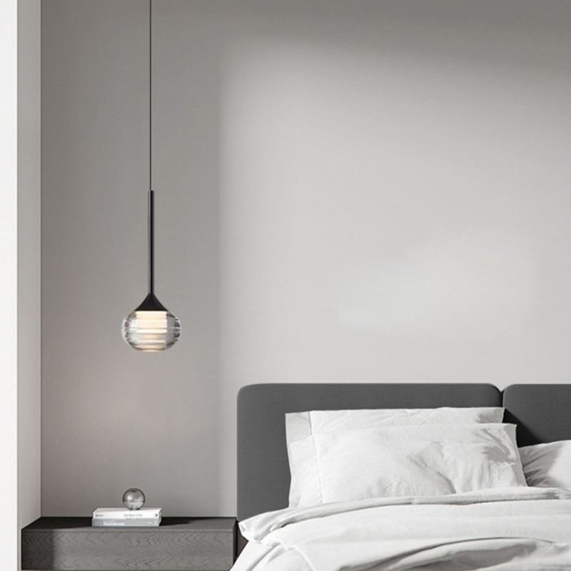 Lámpara colgante de cristal simple, luces de techo decorativas negras