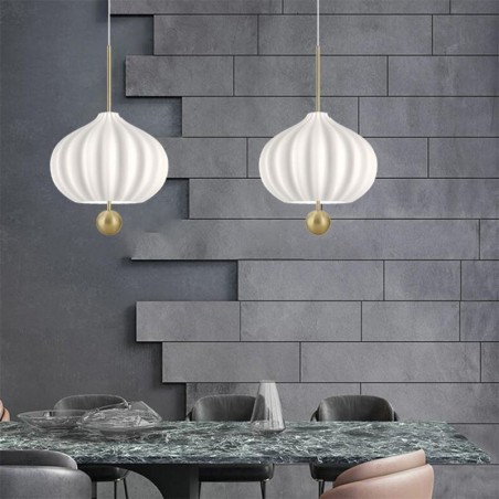 Lámpara colgante moderna de cristal blanco con forma de bola, lámpara de techo minimalista Lámpara colgante moderna de cristal blanco con forma de bola, lámpara de techo minimalista