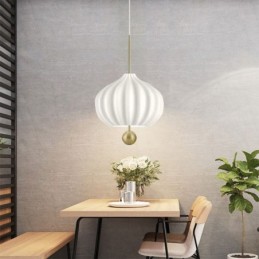 Lámpara colgante moderna de cristal blanco con forma de bola, lámpara de techo minimalista