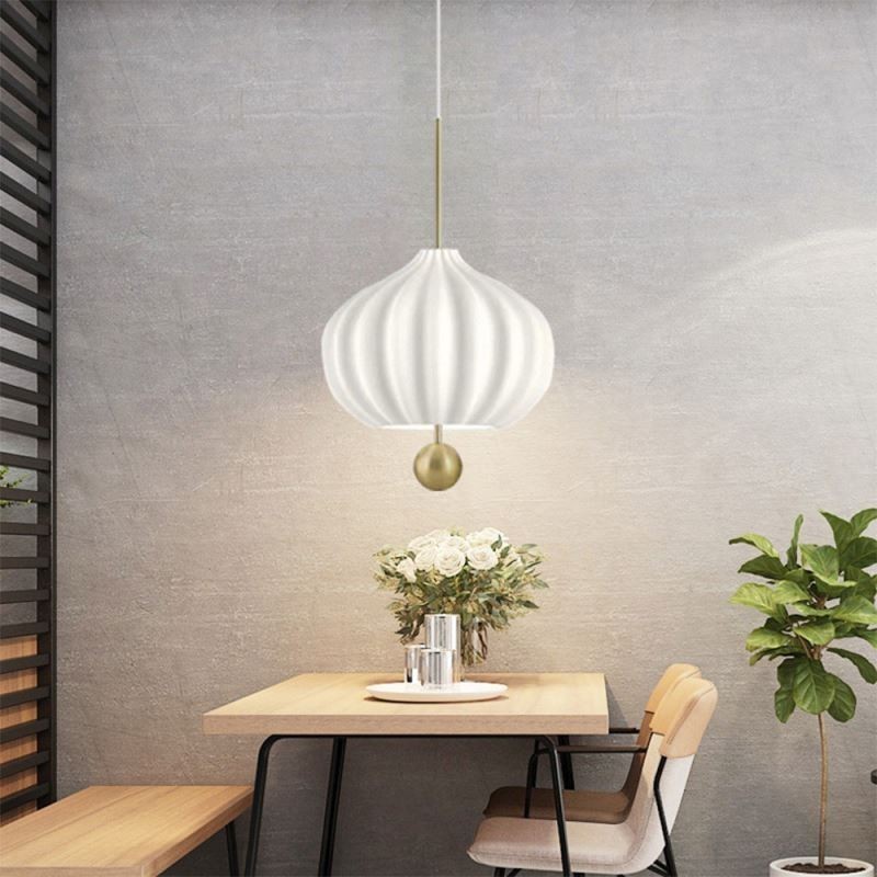 Lámpara colgante moderna de cristal blanco con forma de bola, lámpara de techo minimalista