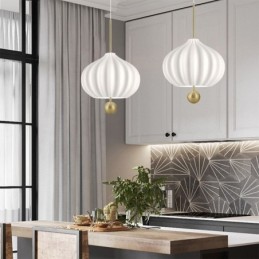 Lámpara colgante moderna de cristal blanco con forma de bola, lámpara de techo minimalista