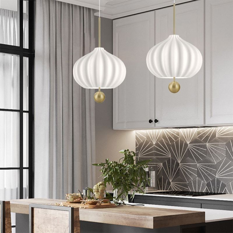 Lámpara colgante moderna de cristal blanco con forma de bola, lámpara de techo minimalista