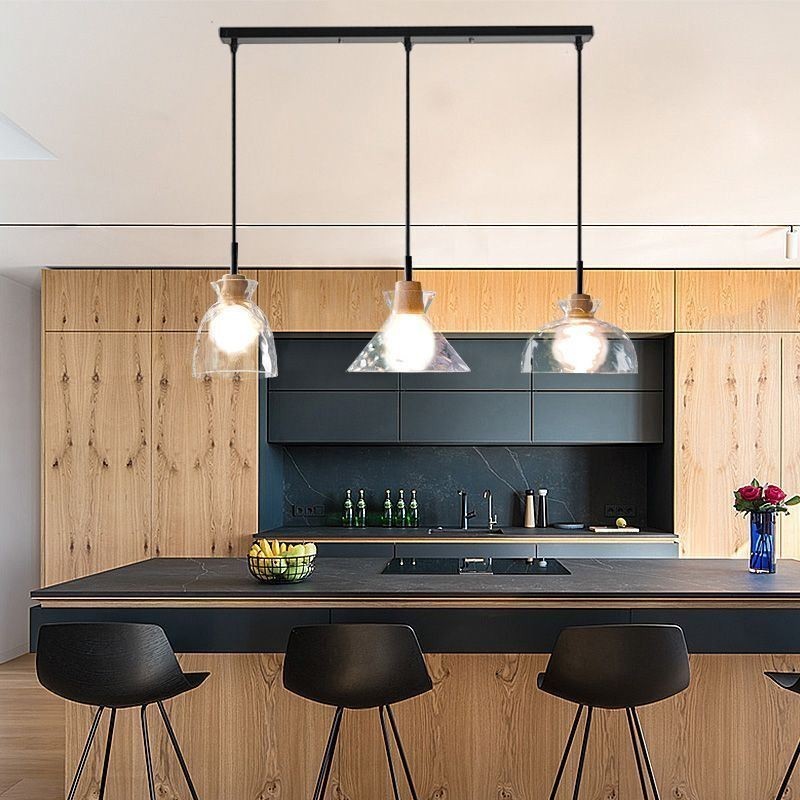 Lámpara colgante moderna y sencilla de cristal permeable al agua, lámpara de techo con 3 luces para mesita de noche