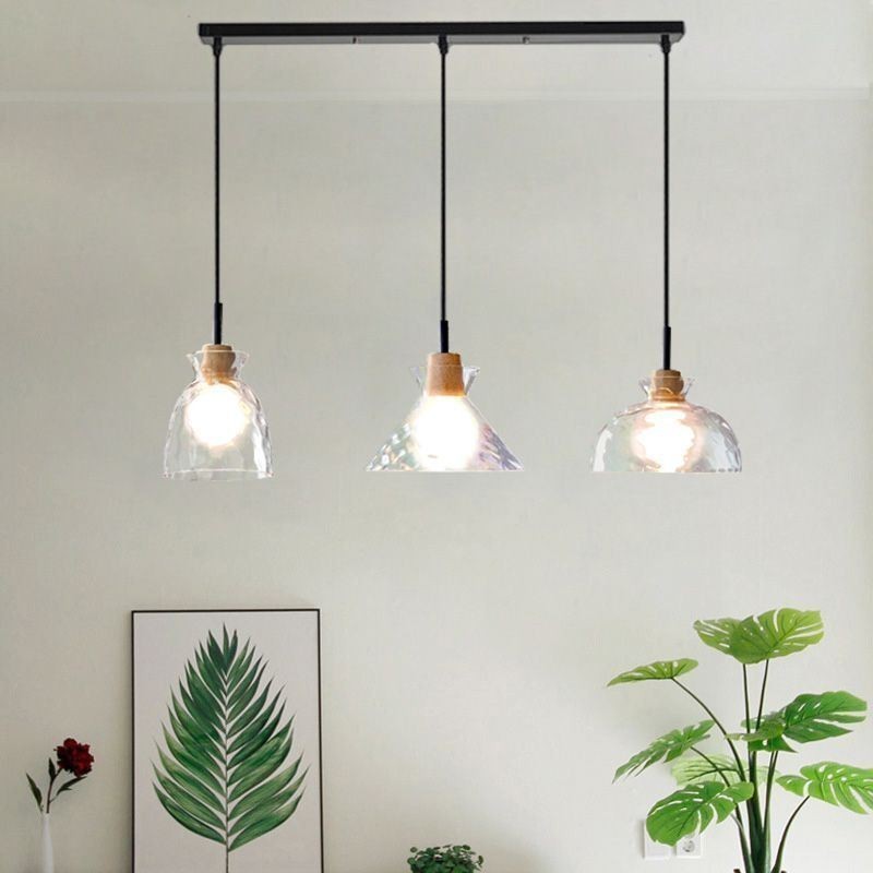 Lámpara colgante moderna y sencilla de cristal permeable al agua, lámpara de techo con 3 luces para mesita de noche