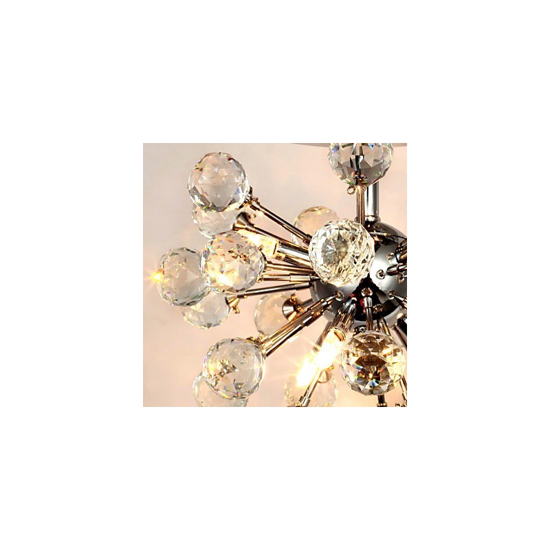 Lámpara de araña moderna contemporánea de cristal estilo mini de metal cromado con montaje empotrado