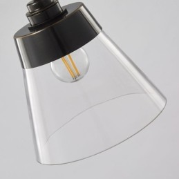 Lámpara colgante de cristal moderna, individual, con pantalla de cristal transparente.