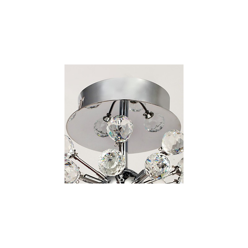 Lámpara de araña moderna contemporánea de cristal estilo mini de metal cromado con montaje empotrado