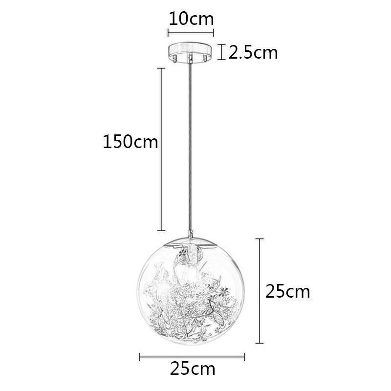Lámpara colgante de bola de cristal con hojas para Navidad