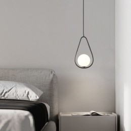 Lámpara colgante moderna con forma de globo y gota de agua de cristal