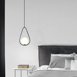 Lámpara colgante moderna con forma de globo y gota de agua de cristal