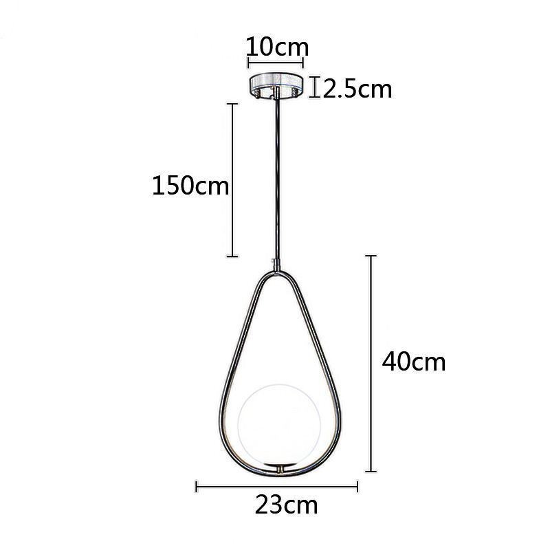 Lámpara colgante moderna con forma de globo y gota de agua de cristal