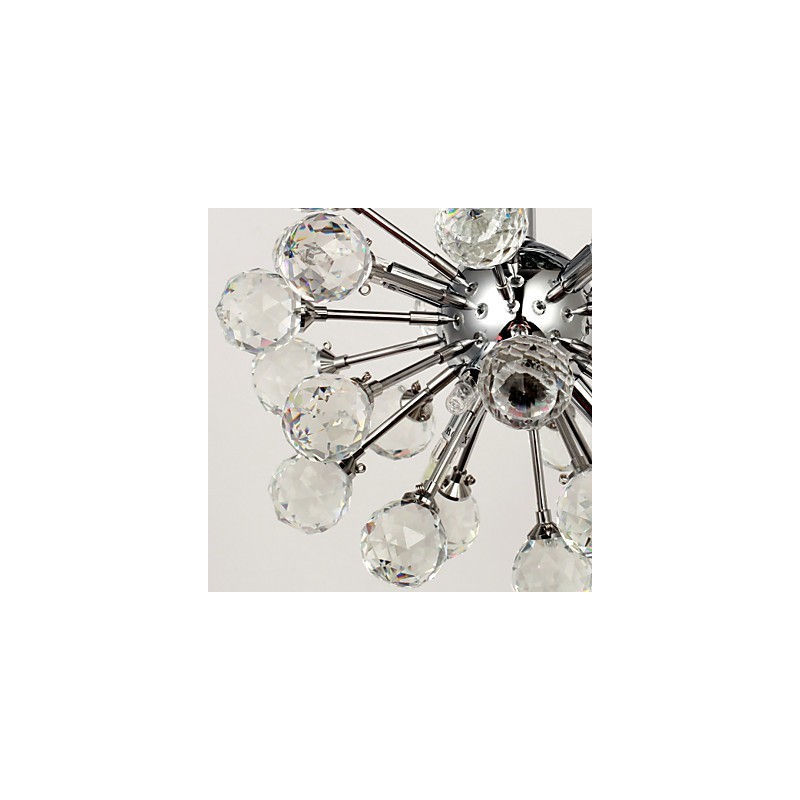 Lámpara de araña moderna contemporánea de cristal estilo mini de metal cromado con montaje empotrado