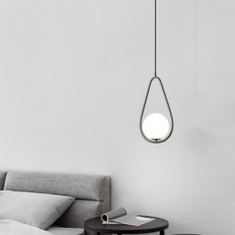 Lámpara colgante moderna con forma de globo y gota de agua de cristal