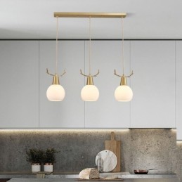 Lámpara colgante moderna y sencilla de cobre con forma de asta