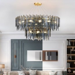 Lámpara colgante de cristal redonda moderna y elegante