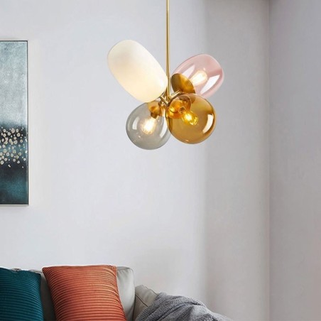 Lámpara colgante nórdica única de cristal de colores con forma de globo de princesa para niños Lámpara colgante nórdica única de cristal de colores con forma de globo de princesa para niños